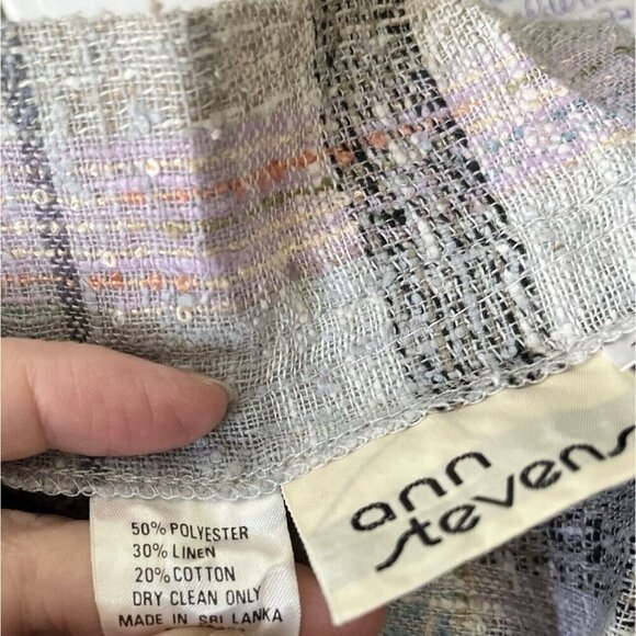 70s Ann Stevens gray purple plaid tweed like a line pleated full‎ skirt midi 26" - Picture 2 of 7